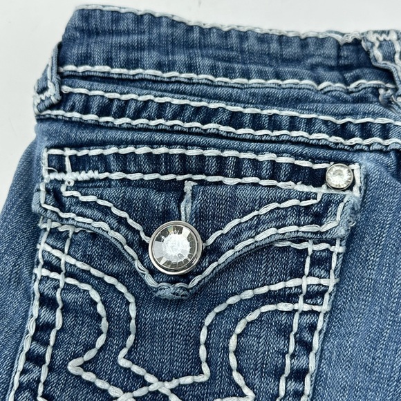 L.A. Idol Juniors Sz 5 Jean Capri Flap Pockets Blue Denim X7 - Picture 6 of 6